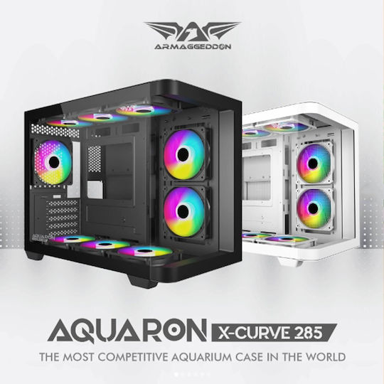 Armaggeddon Aquaron X-curve 285 Gaming Mini Tower Κουτί Υπολογιστή με Πλαϊνό Παράθυρο Fully Black
