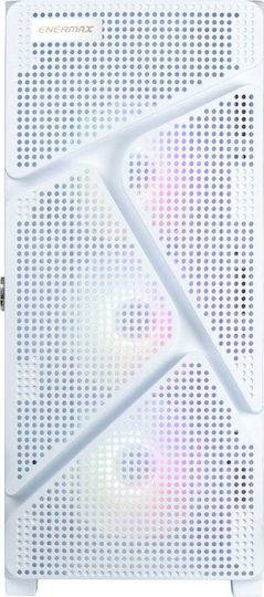 Enermax MarbleShell MS31 RGB Gaming Midi-Turm Computergehäuse mit Seitenfenster Weiß