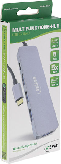 InLine Hub 5 Θυρών USB 3.2 με σύνδεση USB-A Ασημί