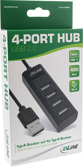 InLine USB Хъб с 4 USB 2.0 Порта и USB-A Връзка