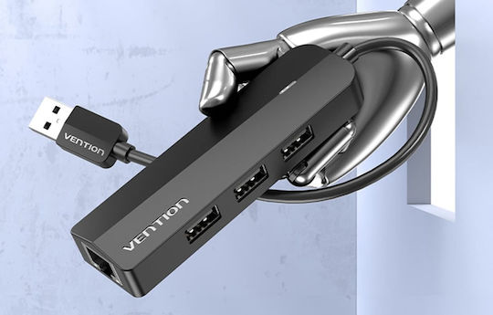 Vention Hub 3 Θυρών USB 2.0 με σύνδεση USB-A / Ethernet