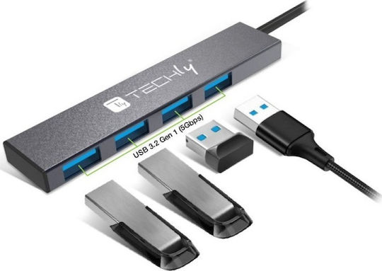 Techly Hub 10 Porturi USB 3.2 cu Conectare USB-A Gri