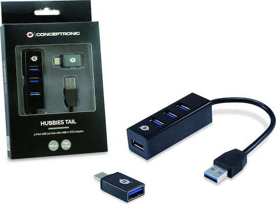 Conceptronic Hub 4 Θυρών USB 3.0 με σύνδεση USB-A / USB-C
