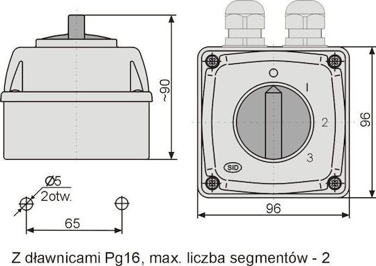 Elektromet On-Off switch Rotary with Lighting 1pcs