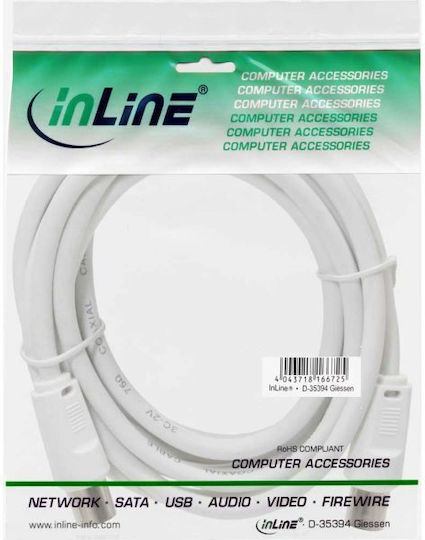 InLine Καλώδιο Κεραίας Coax male - Coax female Λευκό 10m (69410) 1τμχ