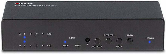 Lindy KVM Switch 4x2 HDMI 2.0 18G Matrix