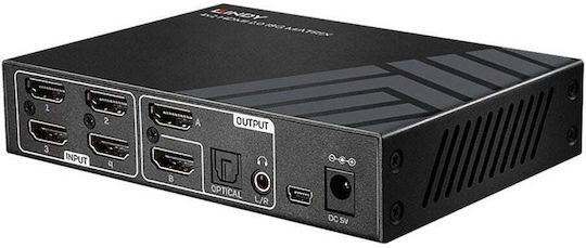 Lindy KVM Switch 4x2 HDMI 2.0 18G Matrix