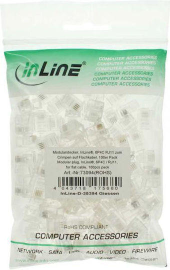 InLine Βύσμα RJ-11 100τμχ Διάφανο 73094