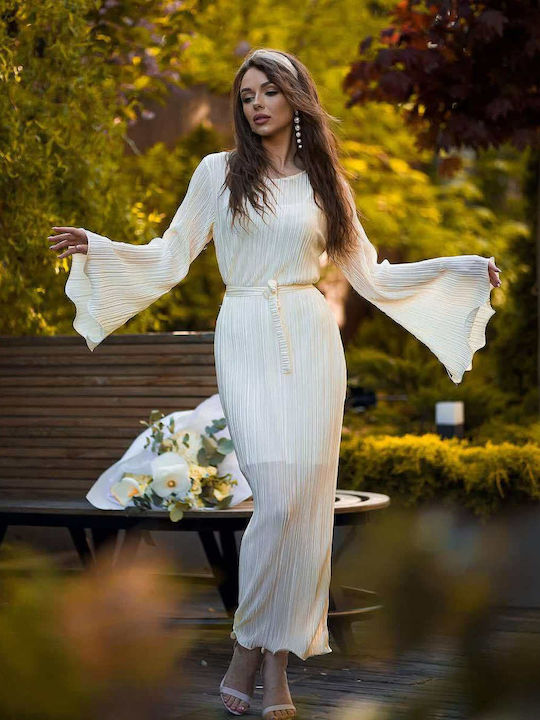 Maxi Kleid für Hochzeit / Taufe Ecru