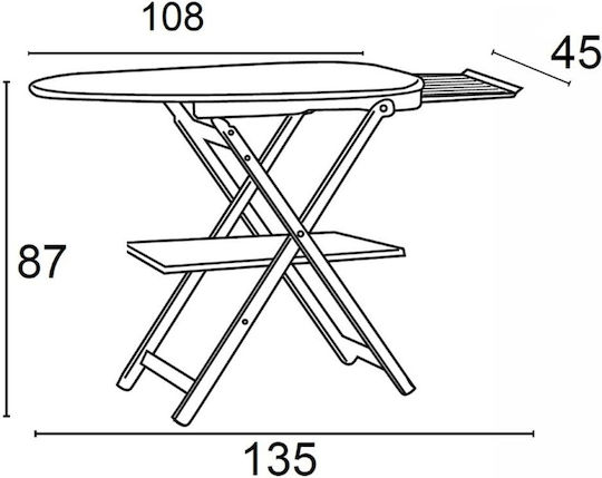 Wooden Ironing Board For Steam Iron Foldable 135x45x87cm