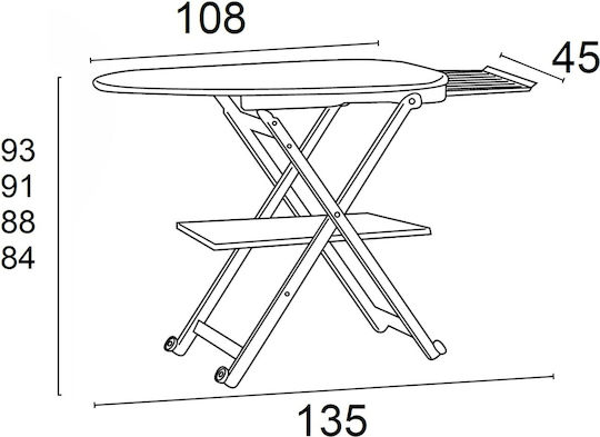 Σιδερώστρα για Σίδερο Ατμού Έπιπλο 135x45x93cm