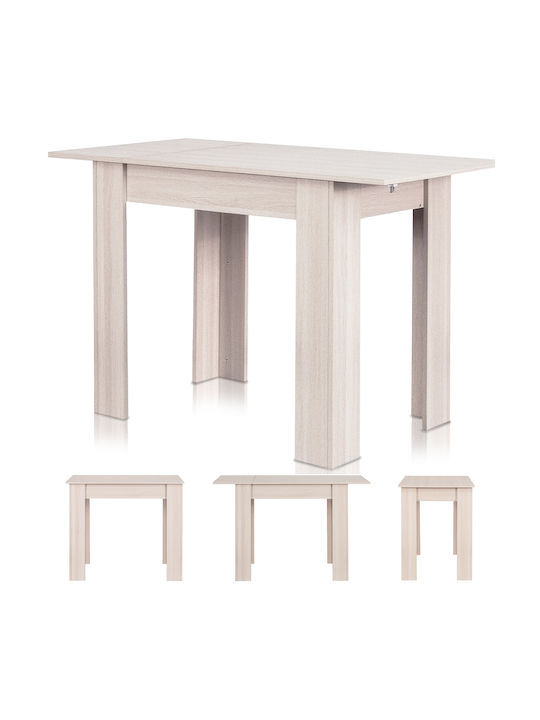 Table Kitchen Extendable Wooden Mortar 90(+30)x60x78cm