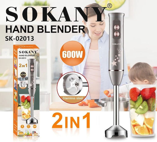 Sokany SK-02013 Ραβδομπλέντερ με Ανοξείδωτη Ράβδο 600W Ασημί