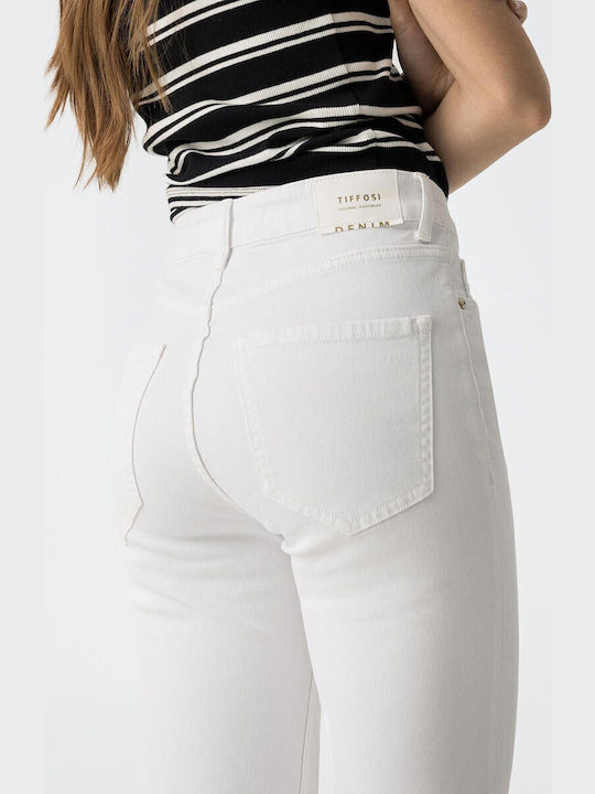 High Waist Women's Jean Trousers Flared White