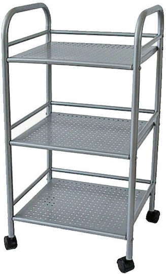 Bakaji Metallisches Küchenwagen Mit 3 Ebenen Grau 41x32x75cm