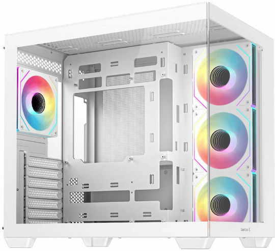 Deepcool CG530 4F Гейминг Midi Tower Компютърна кутия със страничен прозорец и ARGB осветление Бял