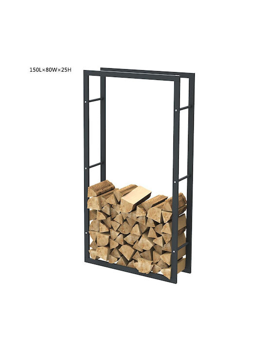 Bakaji Metalic Raft Depozitare lemne 150x80x25cm Negru