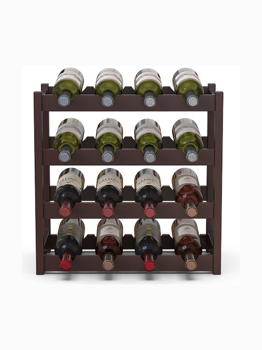 Bakaji Free Standing Wooden Wine Cabinet for 16 Bottles Brown 43x25x43cm