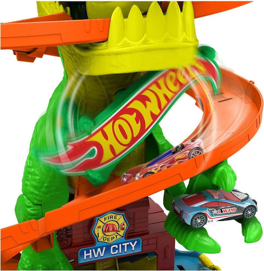 Hot Wheels City T-Rex Πίστα Πυροσβεστικός Σταθμός 1:64 για 4+ Ετών
