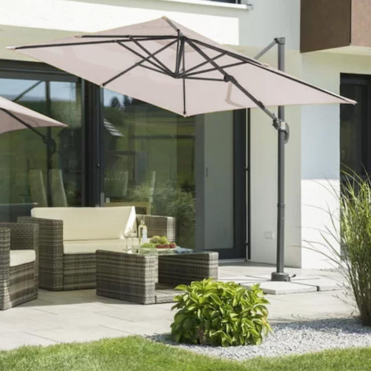 Garten- und Terrassen-Sonnenschirm Hängend Quadratisch Aluminium Ecru 2,7x2,7m