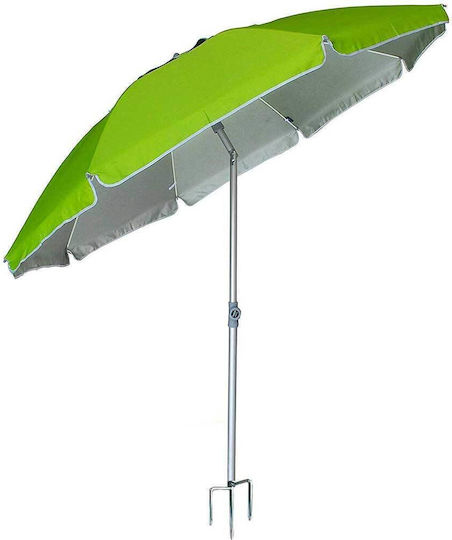 Bakaji Folding Beach Umbrella Aluminum Diameter 2.1m with Air Vent Green