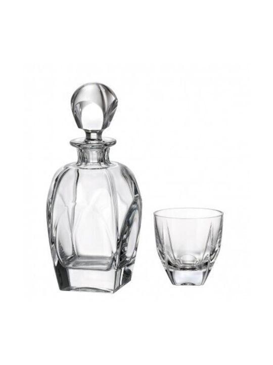 Bohemia Fjord Glass Whiskey Decanter with Stopper & Glasses 7pcs