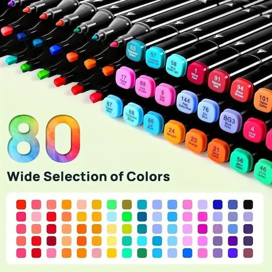 Geantă cu bază și Markere Double-Sided 80buc