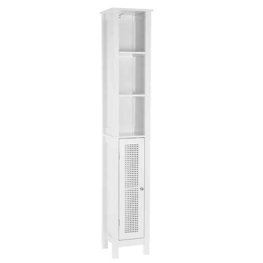 Bakaji Badezimmersäule Wandhängeschrank H30xB28xH170cm Weiß