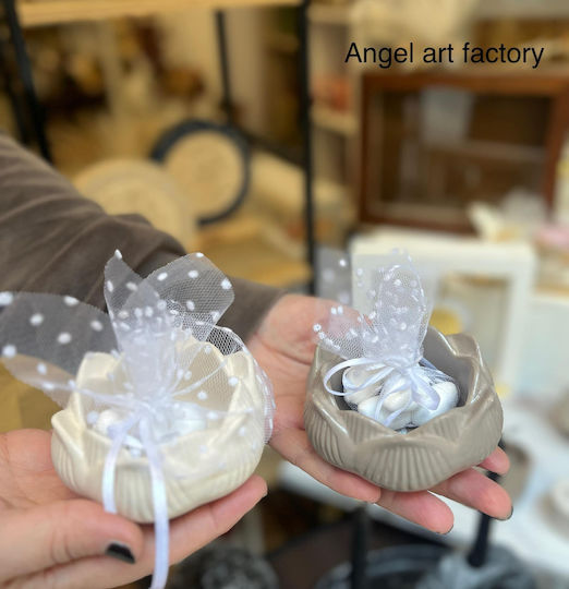 Suport pentru lumânare din ceramică în formă de floare pentru mărturii de nuntă