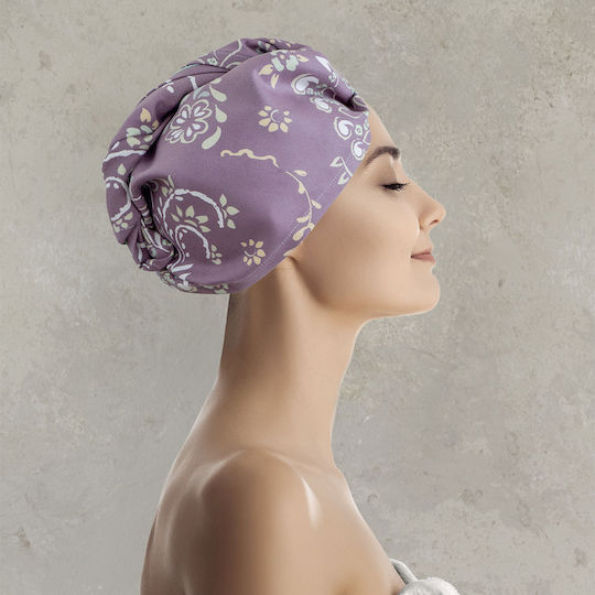 Nima Leilan Πετσέτα Microfiber Μαλλιών 200gr/m² Μωβ 25x65εκ.