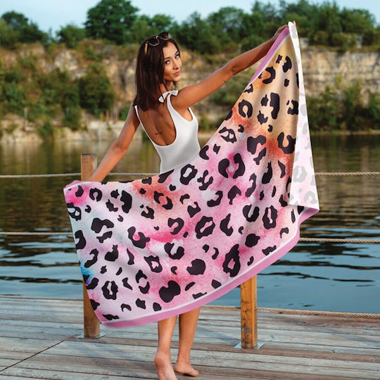 Microfiber Beach Towel 75x150cm Σx.animal Pink 100% Polyester