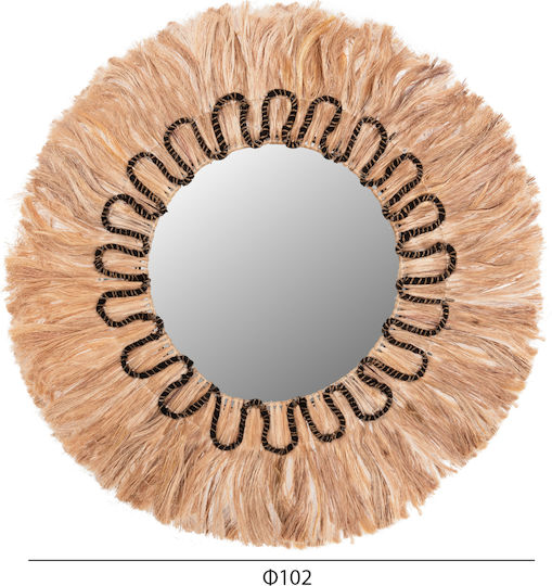 HomeMarkt Oglindă de Perete cu Maro Ramă din Rattan Diametru 100cm 1buc