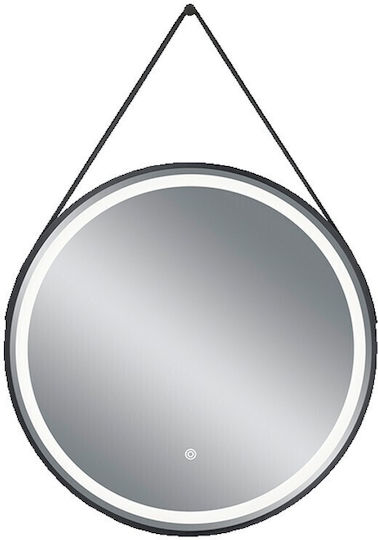 Mirrors & More Fine Wandspiegel mit Schwarz Metallischem Rahmen & LED Beleuchtung Durchmesser 60cm