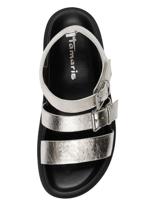 Flache Sandalen für Damen in Silber Farbe