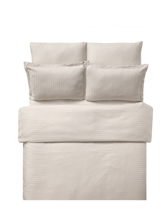 Pucioasa Set Husă de Pilotă (2 buc) Bumbac Single cu 2 Fețe de Pernă & 1 Cearsaf 150x220 Cappuccino