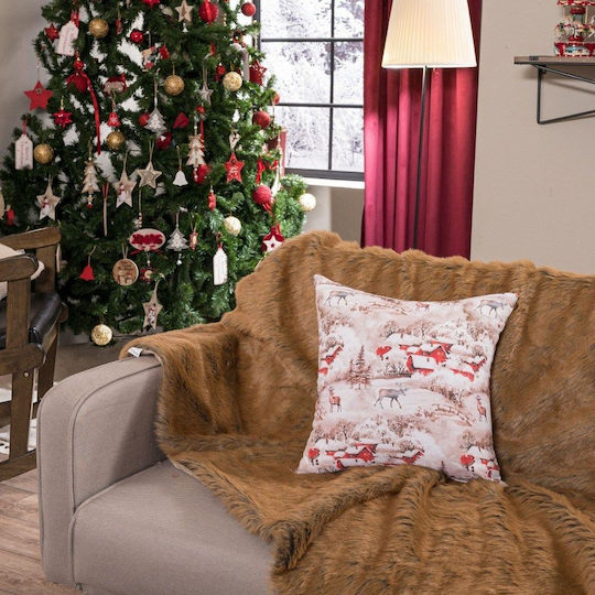 Viopros Perne Decorative De Crăciun Pernă Pătrată Bej 45x45cm Cu Umplutură