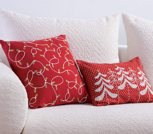 Nef-Nef Homeware Χριστουγεννιάτικο Διακοσμητικό Μαξιλάρι Τετράγωνο Κόκκινο 45x45εκ.