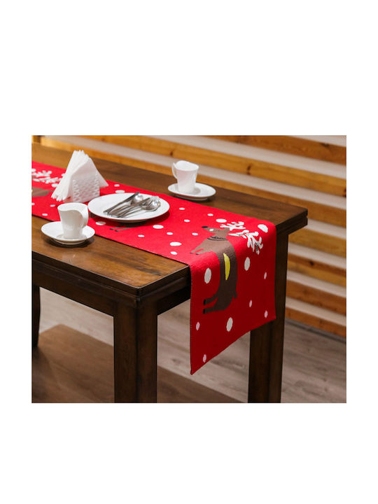 Liolios Home Deer Χριστουγεννιάτικο Διακοσμητικό Μαξιλάρι Τετράγωνο Κόκκινο 50x50εκ.