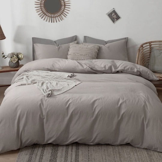 Pucioasa Σετ Παπλωματοθήκη 200x230cm Διπλή με 4 Μαξιλαροθήκες & 1 Σεντόνι Beige