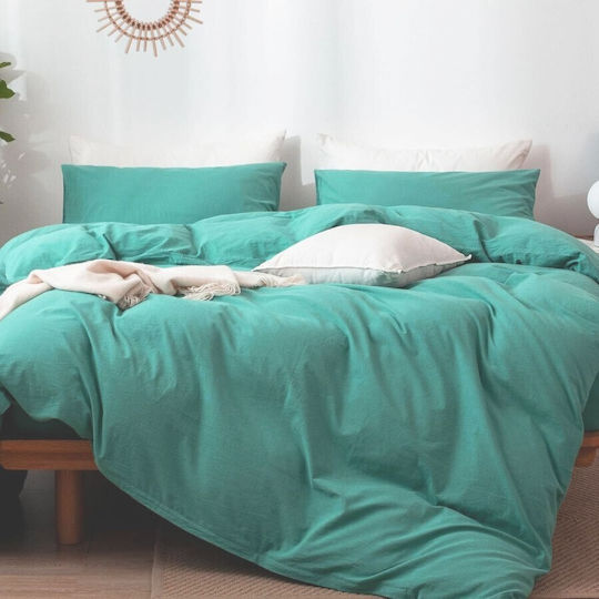 Pucioasa Set Husă de Pilotă Single cu Față de Pernă & 1 Cearsaf 150x220 Mint Green