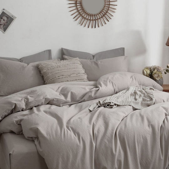 Pucioasa Σετ Παπλωματοθήκη 200x230cm Διπλή με 4 Μαξιλαροθήκες & 1 Σεντόνι Beige