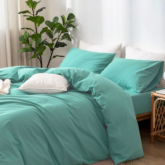 Pucioasa Σετ Παπλωματοθήκη 200x230cm Διπλή με 2 Μαξιλαροθήκες & 1 Σεντόνι Mint Green