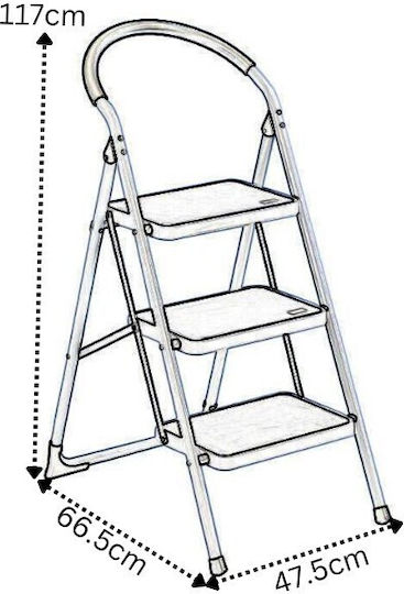 Vesta Deluxe Σκαλοσκαμπό Σιδήρου 3 Σκαλιών 73cm