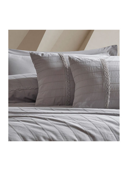 Şaheser Set Husă de Pilotă Dublă cu 2 Fețe de Pernă & 1 Cearsaf 200x220 Gray Jasmine