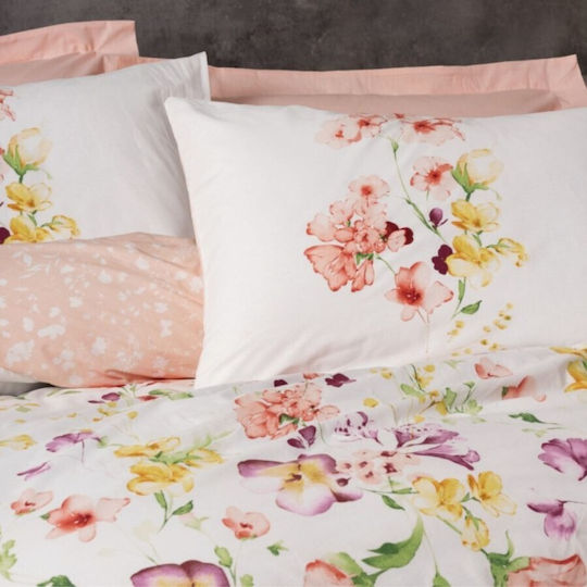 Cottonbox Set Huse Pentru Pilote 100% Bumbac 200x220cm Dublă Cu 2 Fețe De Pernă Și 1 Cearșaf Portocaliu