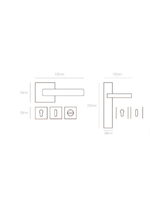 Best Design Πόμολο Μεσόπορτας Ροζέτα 175 Ζεύγος Μπεζ