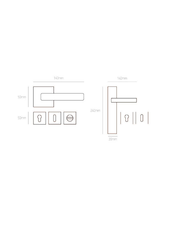 Best Design Πόμολο Εξώπορτας Ροζέτα Δεξί 425 Μπεζ