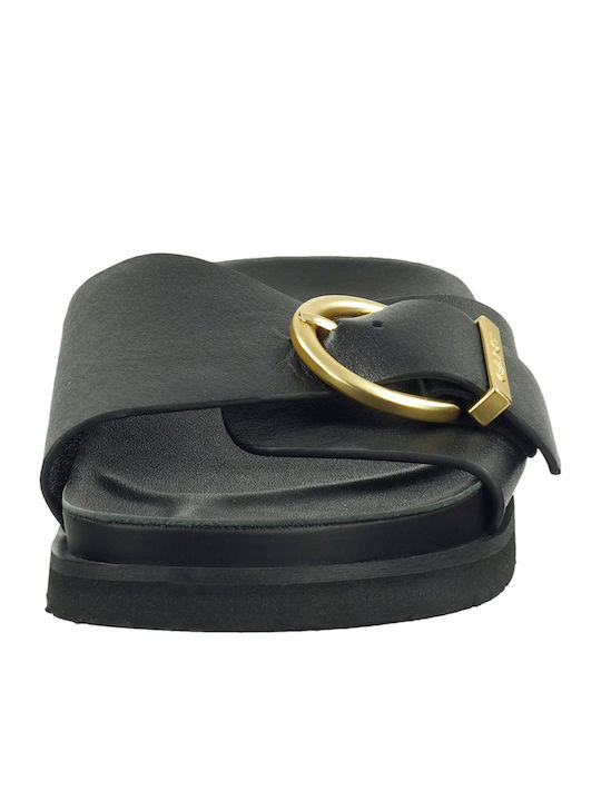 Mardale Leder Flache Sandalen für Damen in Schwarz Farbe