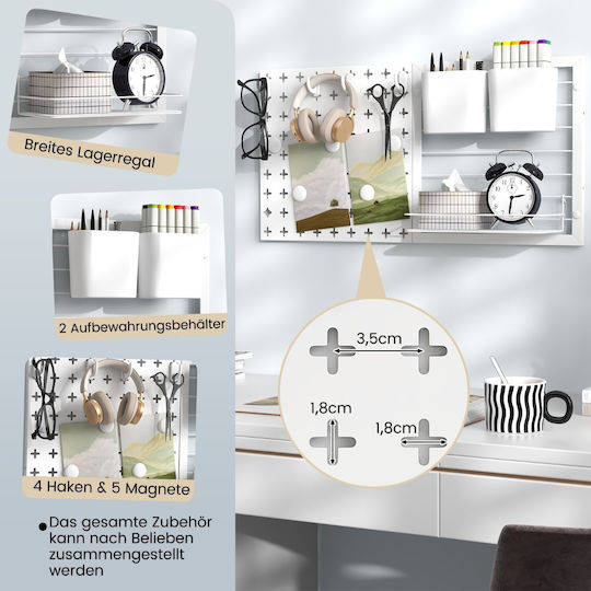 Costway Multifunctional Accessory Organization Board Clean Tidy Space 30.5 X 30.5 X 1.5 Cm White Jz10181