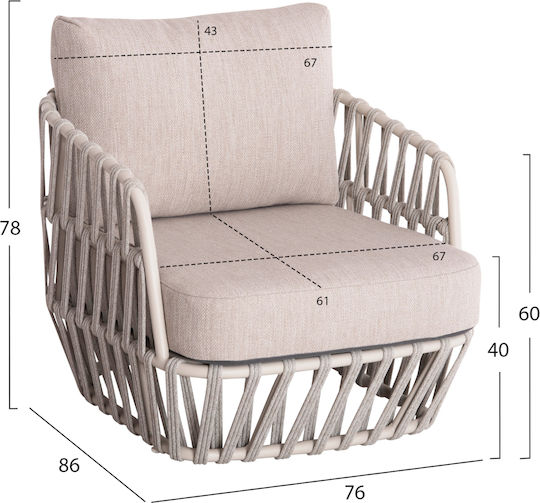 Outdoor Living Room Set Sabo 4 Pieces Beige with Pillows